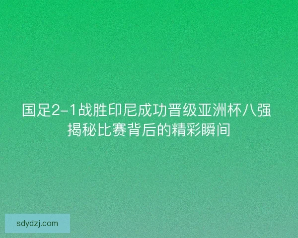 国足2-1战胜印尼成功晋级亚洲杯八强 揭秘比赛背后的精彩瞬间